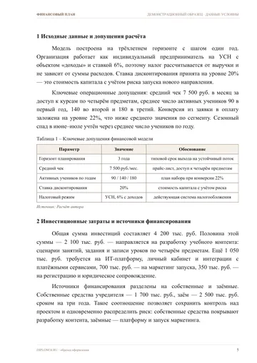 Страница 5: Исходные данные и допущения расчёта