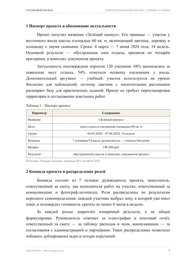Страница 5: Паспорт проекта и обоснование актуальности