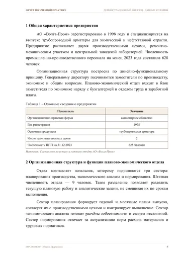 Страница 6: Общая характеристика предприятия