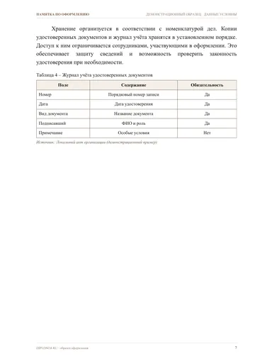 Страница 7: Порядок оформления документа