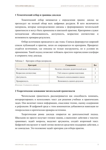 Страница 5: Тематический отбор и границы доклада
